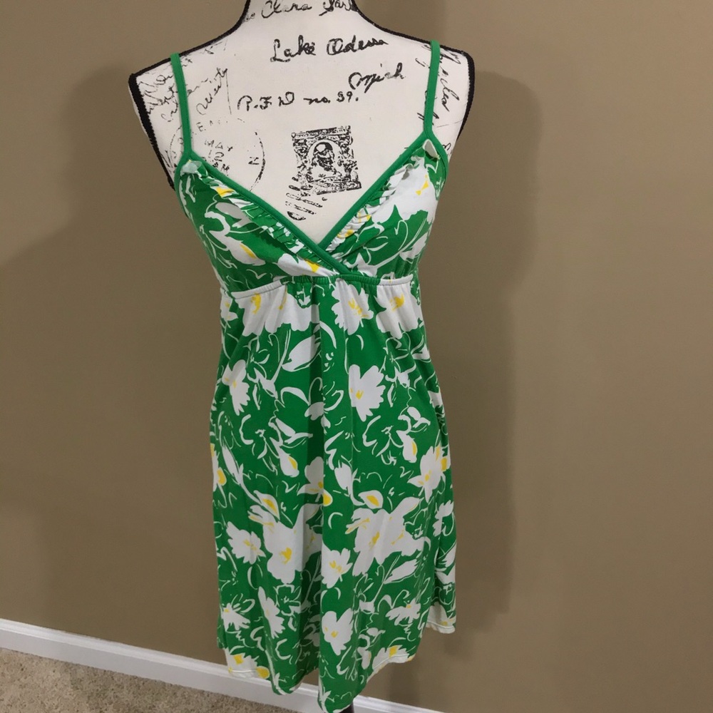 Aeropostale dress— green & white floral— size S
